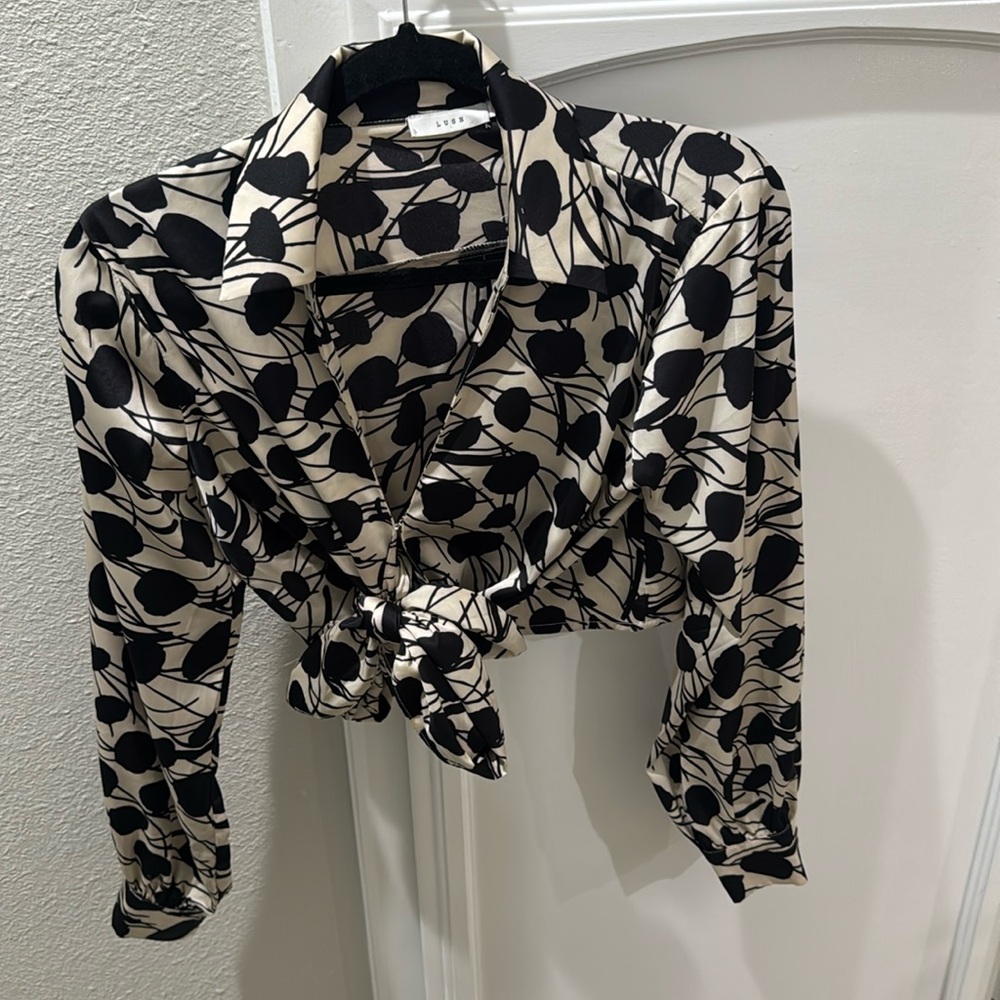 LUSH satin wrap blouse